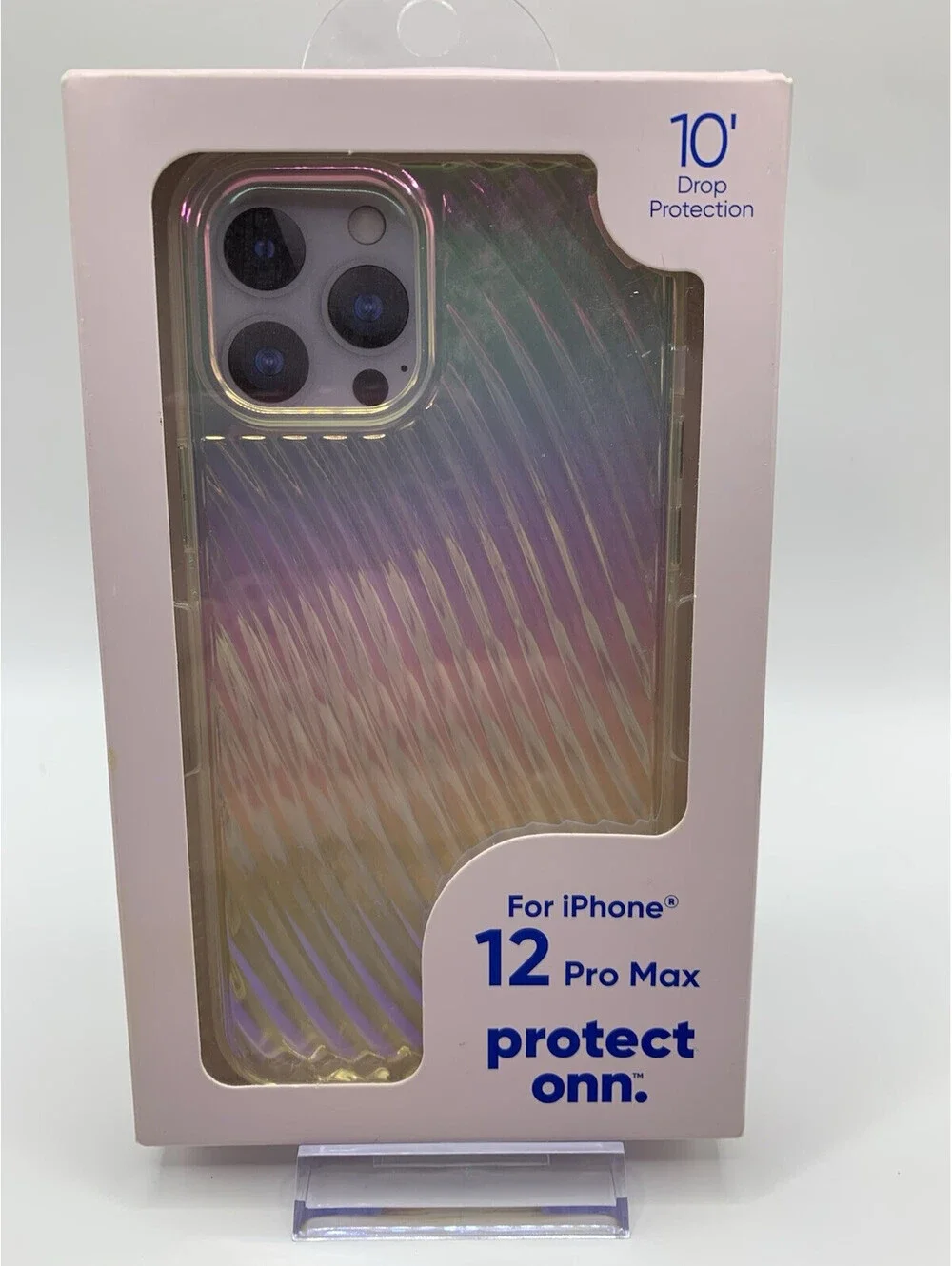 PROTECT ONN IPHONE 12 PRO MAX CASE Rainbow Metallic Ridges